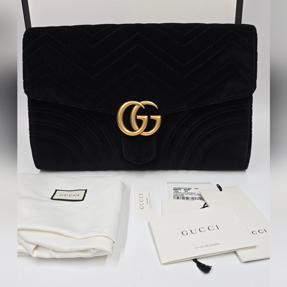 Gucci Marmont Large Velvet Clutch - Picture 2 of 14
